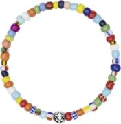 Nialaya Wristband With Assorted Vintage Trifocal Beads and Stainless S...