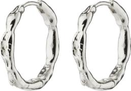 Pilgrim Eddy Recycled Organic Shaped Medium Hoops Silverplated One siz...