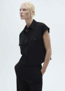 MANGO Vest With Buttons and Pockets Kvinde Black Veste Str L - hos Mag...