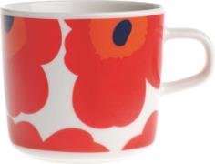 Marimekko Unikko Kaffekop 2 dl. Hvid, Rød Str H: 9 cm, L: 19,2 cm - Ko...