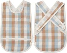 Fabelab Cross Back Bib Cottage Blue Checks One Size - Hagesmække hos M...