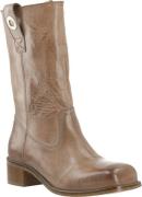 Cashott Casvilma Pull On Mid Cut Boot Waxy Leather Kvinde Cognac Cowbo...