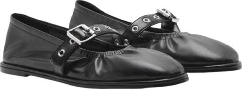 MANGO Roundtoe Ballerina Shoes With Buck Kvinde Black Ballerinaer Str ...