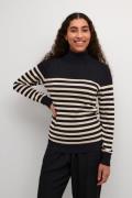 Kaffe Kalizza Striped Roll Neck Kvinde Black/feather Gray Mel. Stripe ...