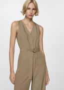 MANGO Lyocell Jumpsuit With Belt Kvinde Beige - Khaki Buksedragter Str...