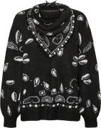 Something New Snanni LS Knit Pullover W. Scarf Kvinde Black/jacquard S...