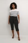 Kaffe Curve Kcjenna Belt Capri Pants Kvinde Black Deep Capri Bukser Re...