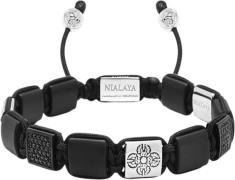 Nialaya The CZ Flatbead Collection Black Onyx and Dorje Beads in Stain...