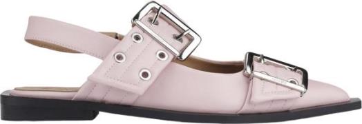 Ganni Feminine Buckle Ballerina Kvinde Chalk Pink Flade Sandaler Str 3...