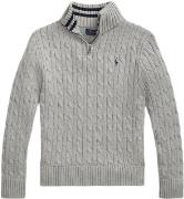 Polo Ralph Lauren Cableknit Cotton Quarter-zip Sweater Str L - Grå Str...