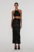 ROTATE Birger Christensen Sequins Halterneck Dress Kvinde 1000 Black C...