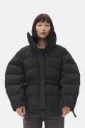 Ganni Tech Seersucker Oversized Puffer Ja Kvinde Black Overgangsjakker...