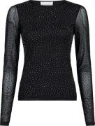 Neo Noir Basira Stone Mesh Blouse Kvinde Black Langærmede Bluser Str 4...