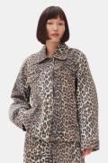 Ganni Print Denim Jacket Kvinde Leopard Overgangsjakker Str 40 Denim -...