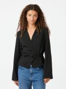 Neo Noir Simmi Wrap Blouse Kvinde Black Langærmede Bluser Str 36 - hos...