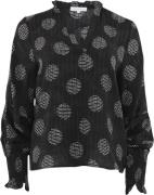 CONTINUE ODA Cirkel Print Kvinde Black Print Langærmede Bluser Str L -...