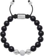 Nialaya Men's Beaded Bracelet With Matte Onyx and Stainless Steel M - ...