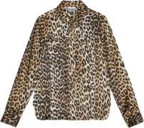 Ganni Printed Satin Shirt Kvinde Leopard Skjorter Str 40 - hos Magasin