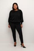 Kaffe Curve Kcregitta Knit Pullover Kvinde Black Deep Langærmede Bluse...