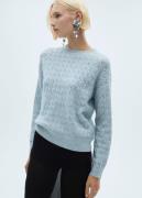 MANGO Openwork Sweater With Durox Details Kvinde Lt-pastel Blue Sweate...