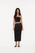 ROTATE Birger Christensen Sequin Midi Pencil Skirt Kvinde Black Maxi N...