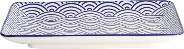 Tokyo Design Studio Nippon Blue Plate Rect 21x13. 5 Wave Blue/white St...