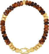 Nialaya Men's Hexagon Beaded Bracelet With Tiger Eye and Gold M - Armb...