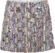 Pieces Pcnaina MW Short Sequins Skirt WVN Kvinde Cloud Dancer/multi Se...