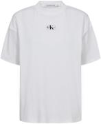 Calvin Klein Woven Label RIB Boyfriend TEE Kvinde Yaf Kortærmede T-shi...