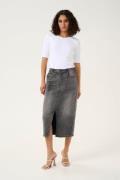 Kaffe Kasinem Skirt Kvinde Medium Grey Denim Midi Nederdele Str 40 - D...