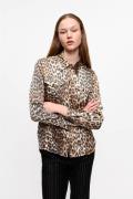 Ganni Printed Satin Shirt Kvinde Leopard Langærmede Skjorter Str 40 - ...