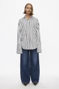 Oval Square Daily Striped Oversized Shirt Kvinde Navy Thick Stripe Lan...