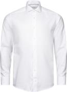 ETON Slim Fit White Melange Semi Solid Fine Twill Shirt Mand Hvid Lang...