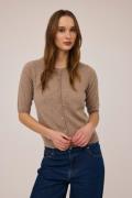 Magasin Mabel 14 Cashmere Kvinde Sand Melange Cardigans Str L Cashmere