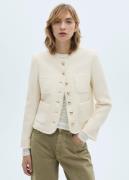 MANGO Tweed Jacket With Jewel Buttons Kvinde Light Beige Overgangsjakk...