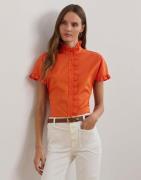 Lauren Ralph Lauren Silky Strtch Cottonshirt Kvinde Orange Lily Kortær...