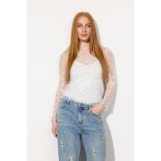 HUNKØN Sammy Mesh Blouse Kvinde White Langærmede Bluser Str L - hos Ma...