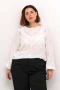 Kaffe Curve Kcelina Blouse Kvinde Chalk Langærmede Bluser Str 46 - hos...