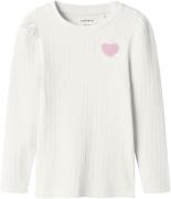 Name It Nmfdlove XSL LS TOP Str 92 - Cloud Dancer Toppe hos Magasin