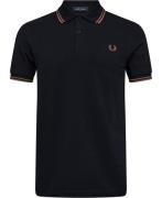 Fred Perry M3600 Mand Navy/cinnamon Kortærmede Poloer Str XL - Bomuld ...