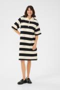 Kaffe Kapicca Polo Dress Kvinde Black/off White Wide Stripe Midi Kjole...