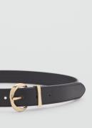 MANGO Oval Buckle Belt L - Bælter Læder hos Magasin