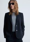 MANGO Pinstripe Suit Blazer Kvinde Navy Blazere Str L - hos Magasin